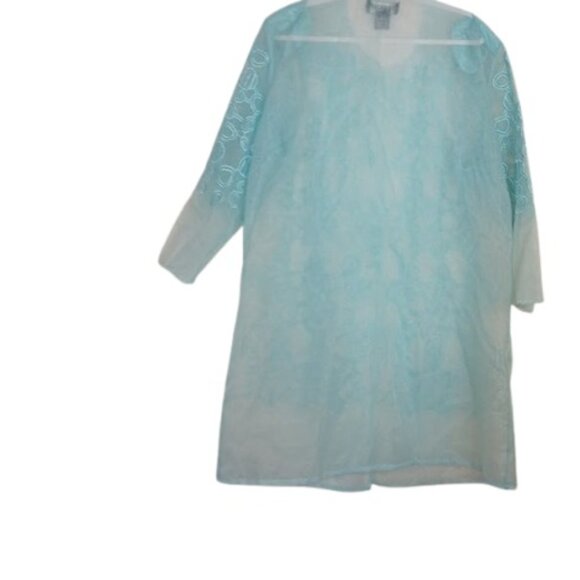 Harmony New York Womens 3 Piece Midi Skirt Set Blue Linen Plus 20W - Picture 3 of 5